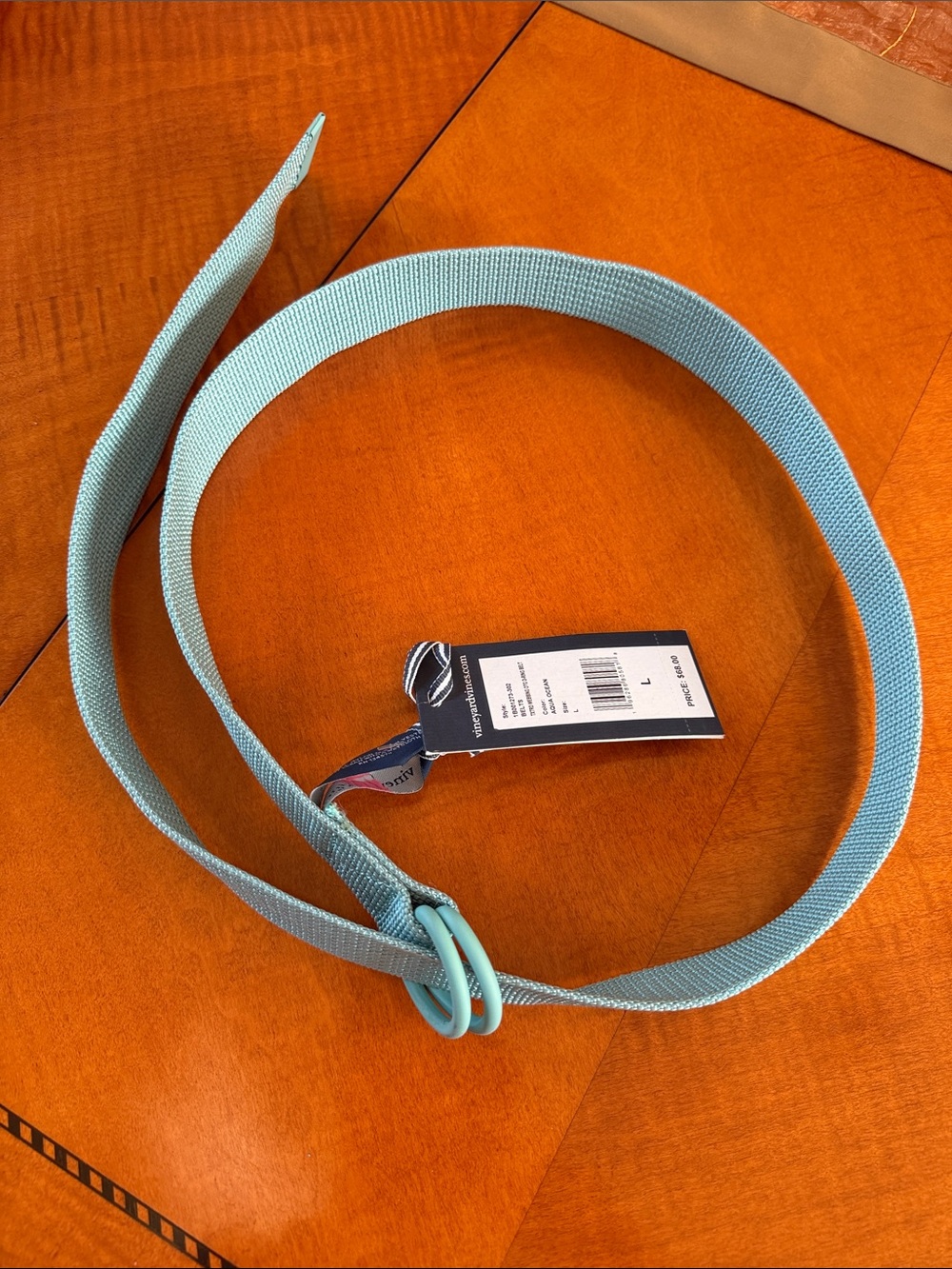 NWT Light Aqua Double-Ring Fabric Belt - Women Accessories large